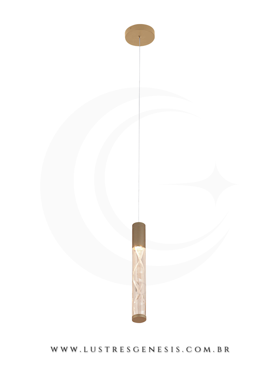 Pendente LED Cristal Moderno Sindora Bivolt 5W 3000K 10x24cm, Bancada Area Gourmet, Lavabo, Cabeceira de Cama